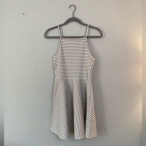 Divided Black & White Stripped Halter Mini Dress Size 10